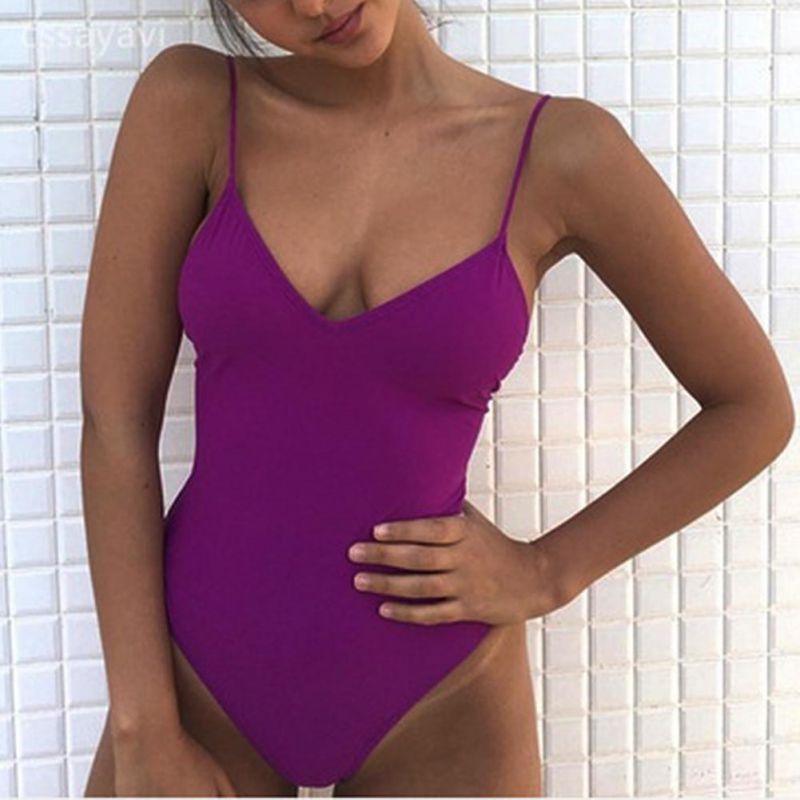 New Solid Color Siamese Swimwear Women Sexy Bikini Multicolor Swimwear