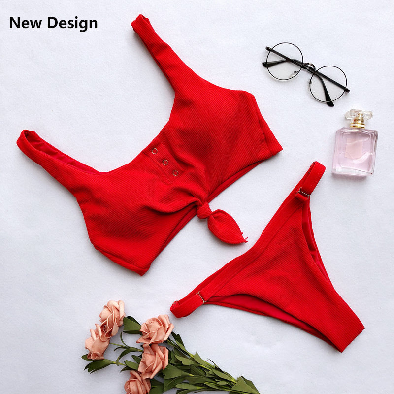 Solid color  back women's swimwear