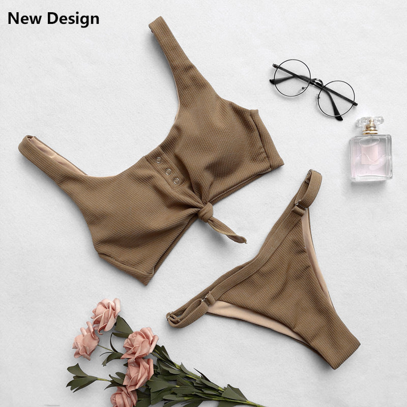 Solid color  back women's swimwear