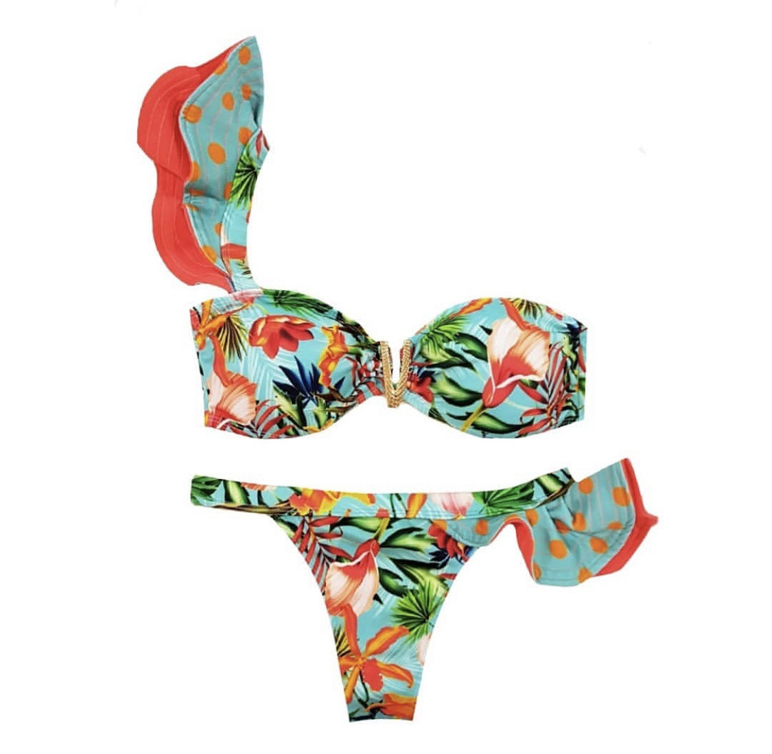 floral jungle Print Bikini Ladies Swimsuit Back Swimwear