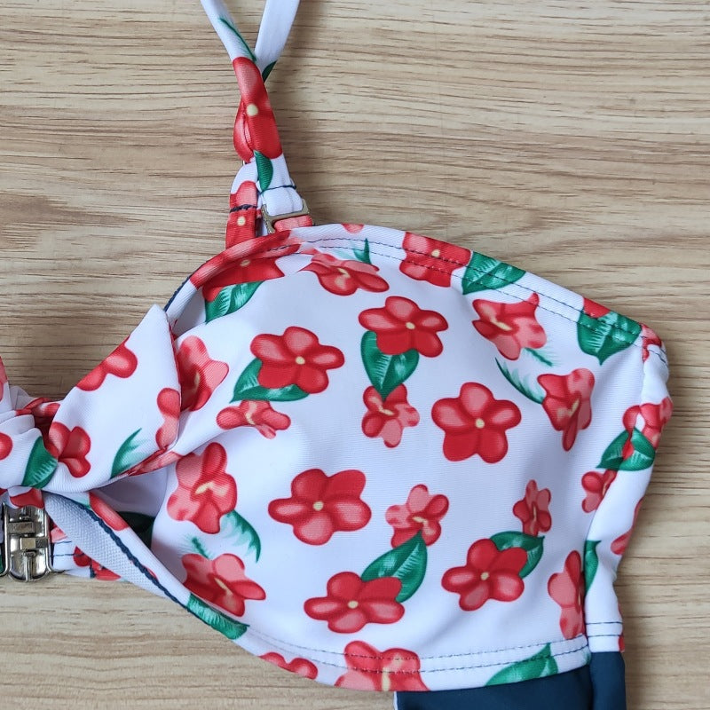 Sexy Swimwear High Waist One-Piece Multicolor Printed Maternity Swimwear