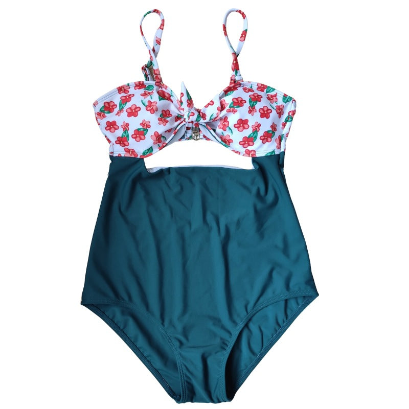 Sexy Swimwear High Waist One-Piece Multicolor Printed Maternity Swimwear