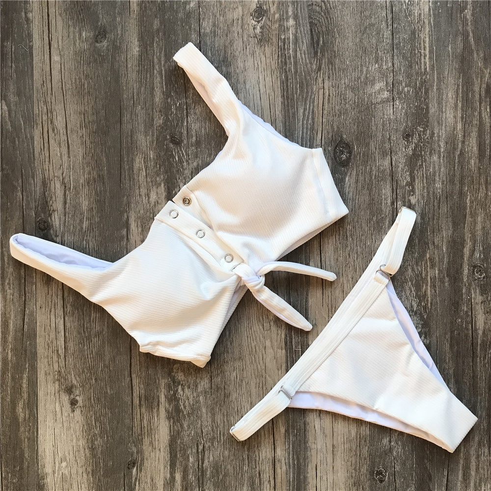 Solid color  back women's swimwear