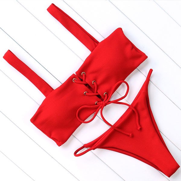 Solid color  back women's swimwear
