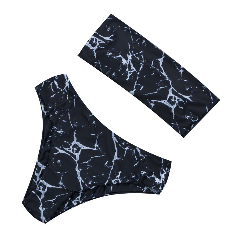 Sexy Bikini Set Marble Print Bathing Suit  Swimwear