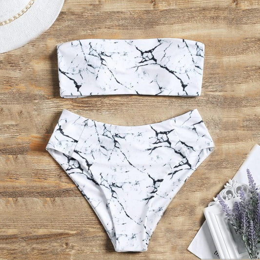 Sexy Bikini Set Marble Print Bathing Suit  Swimwear