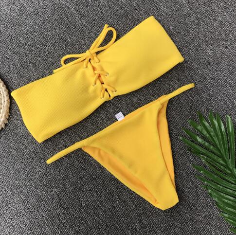 Solid color  back women's swimwear