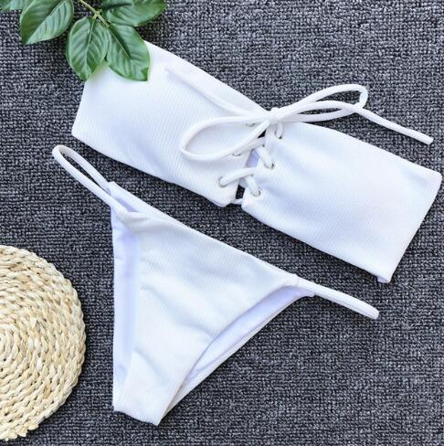 Solid color  back women's swimwear