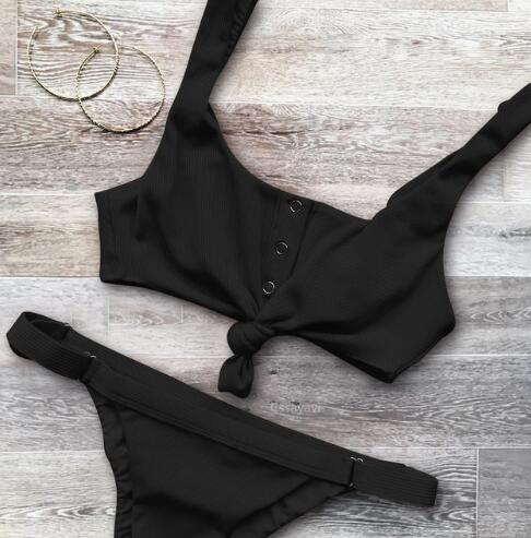 Solid color  back women's swimwear