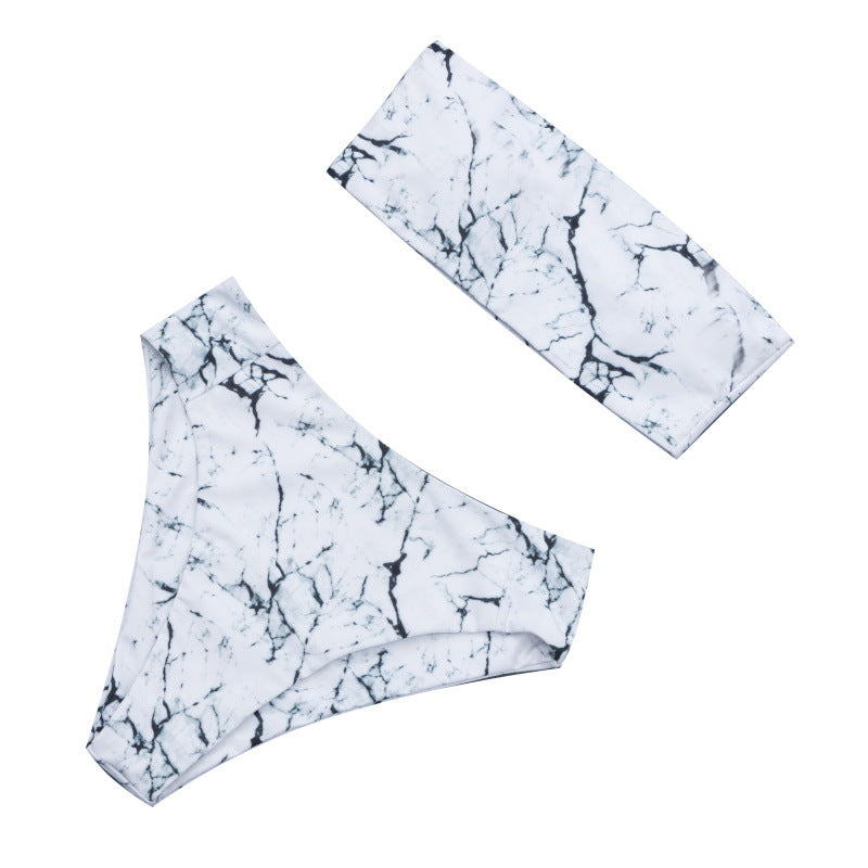 Sexy Bikini Set Marble Print Bathing Suit  Swimwear