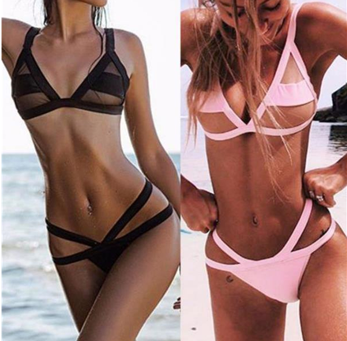 Sexy Bikini Women Set Mesh Transparent Patchwork Swimwear Women Summer Bathing Suit Bathing Suit