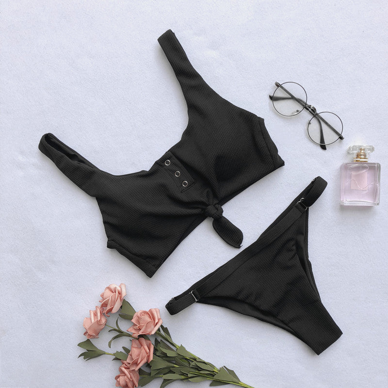 Solid color  back women's swimwear