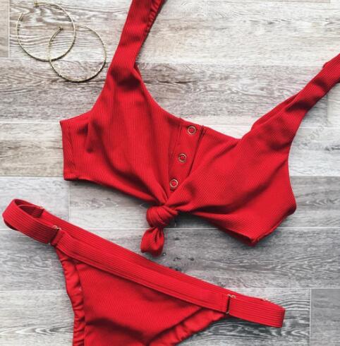 Solid color  back women's swimwear