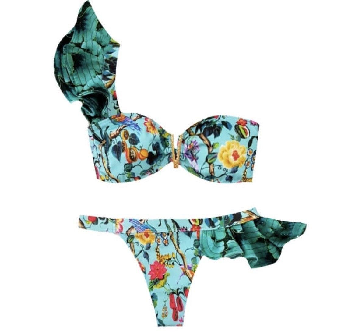 floral jungle Print Bikini Ladies Swimsuit Back Swimwear