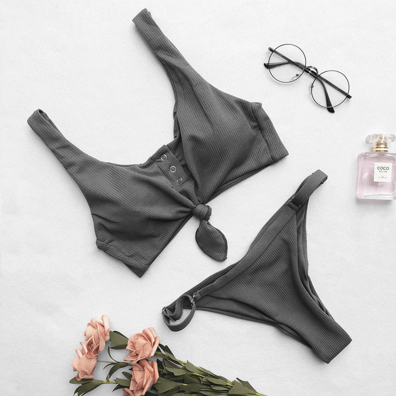 Solid color  back women's swimwear