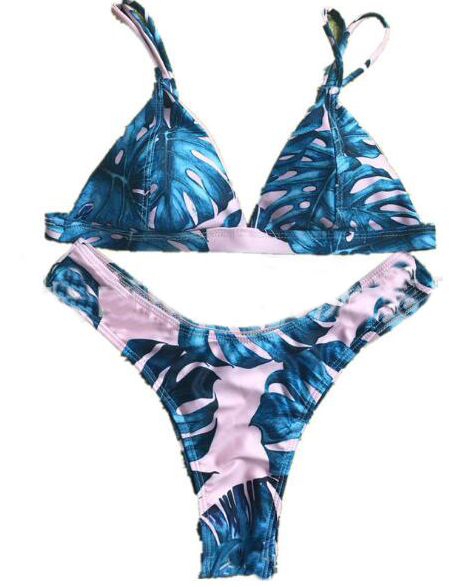 high-forked bikini women's print swimwear