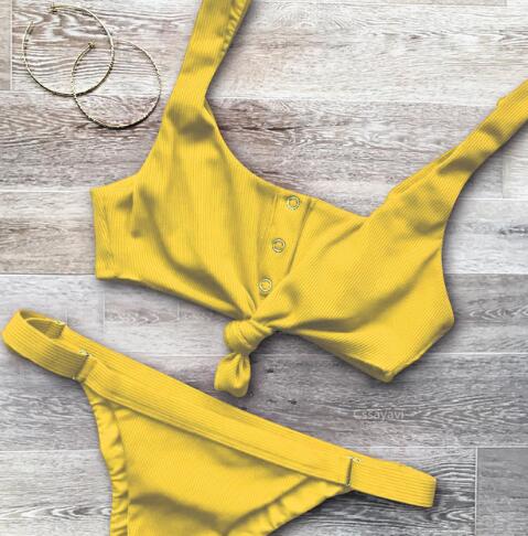 Solid color  back women's swimwear