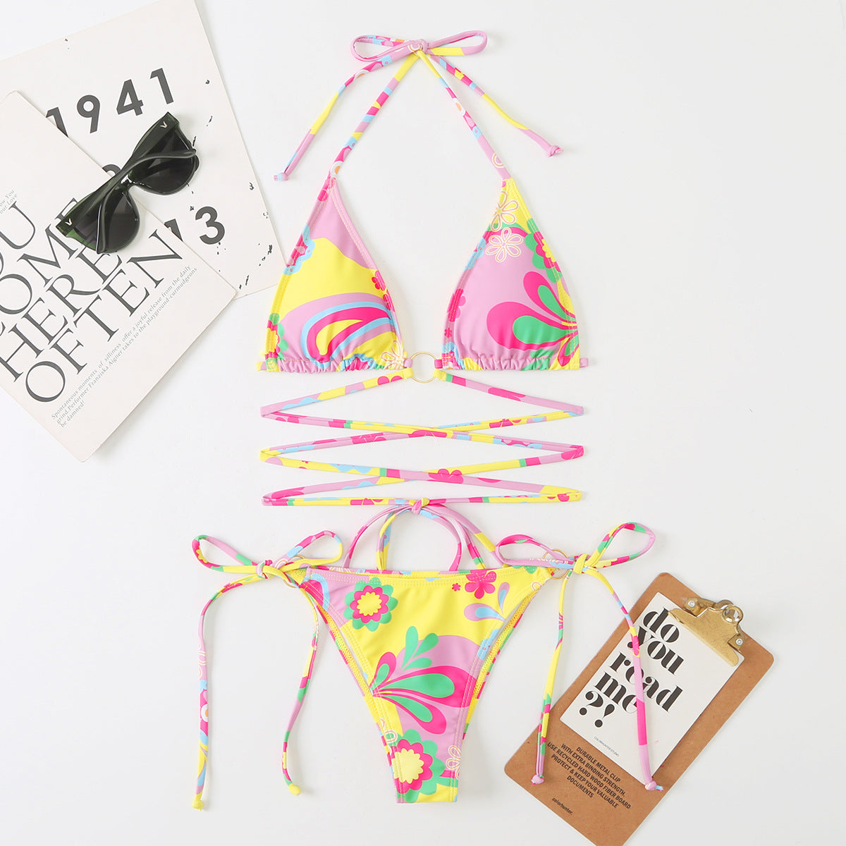 New Swimwear Women's Backless Strap Split Triangle