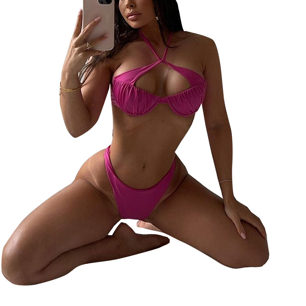 Rose Red Underwire Swimwear Suit Women's