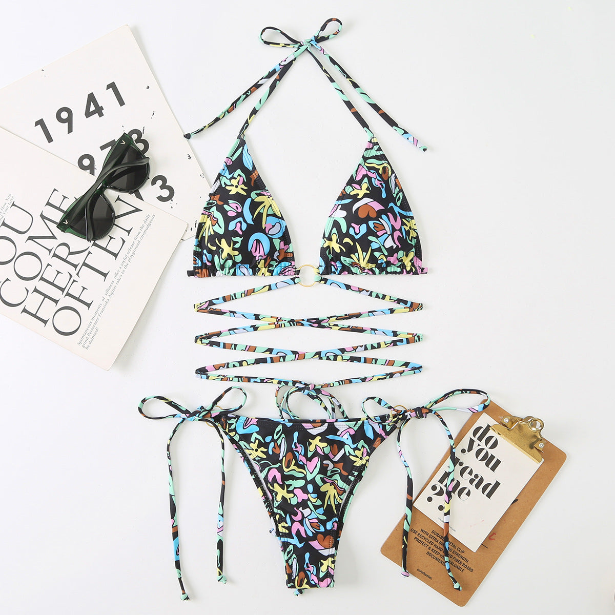 New Swimwear Women's Backless Strap Split Triangle