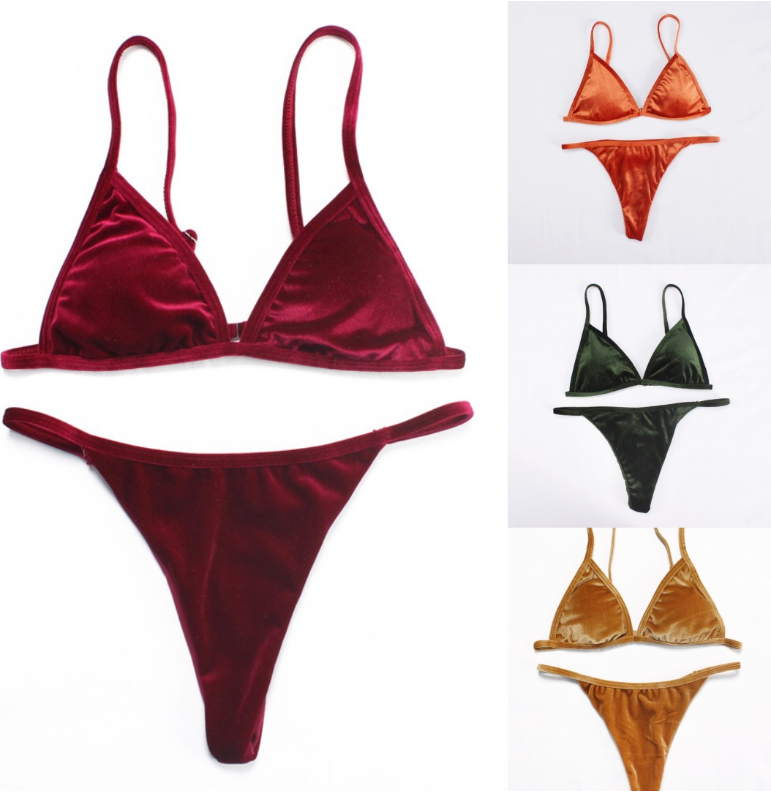 Swimsuit bikini velvet double-sided ladies swimwear