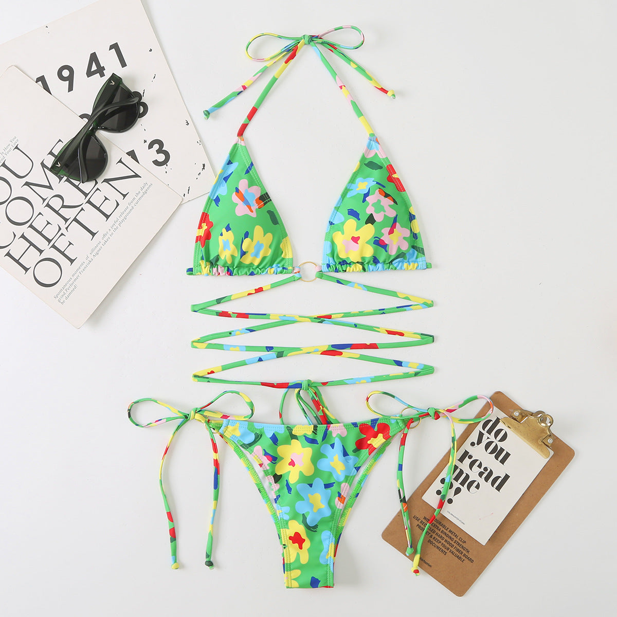 New Swimwear Women's Backless Strap Split Triangle