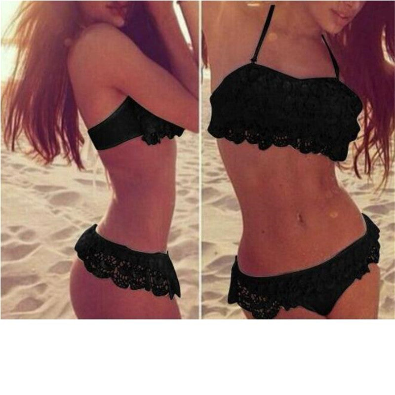 Women's Peony Lace Swimsuit Split Bikini Swimwear
