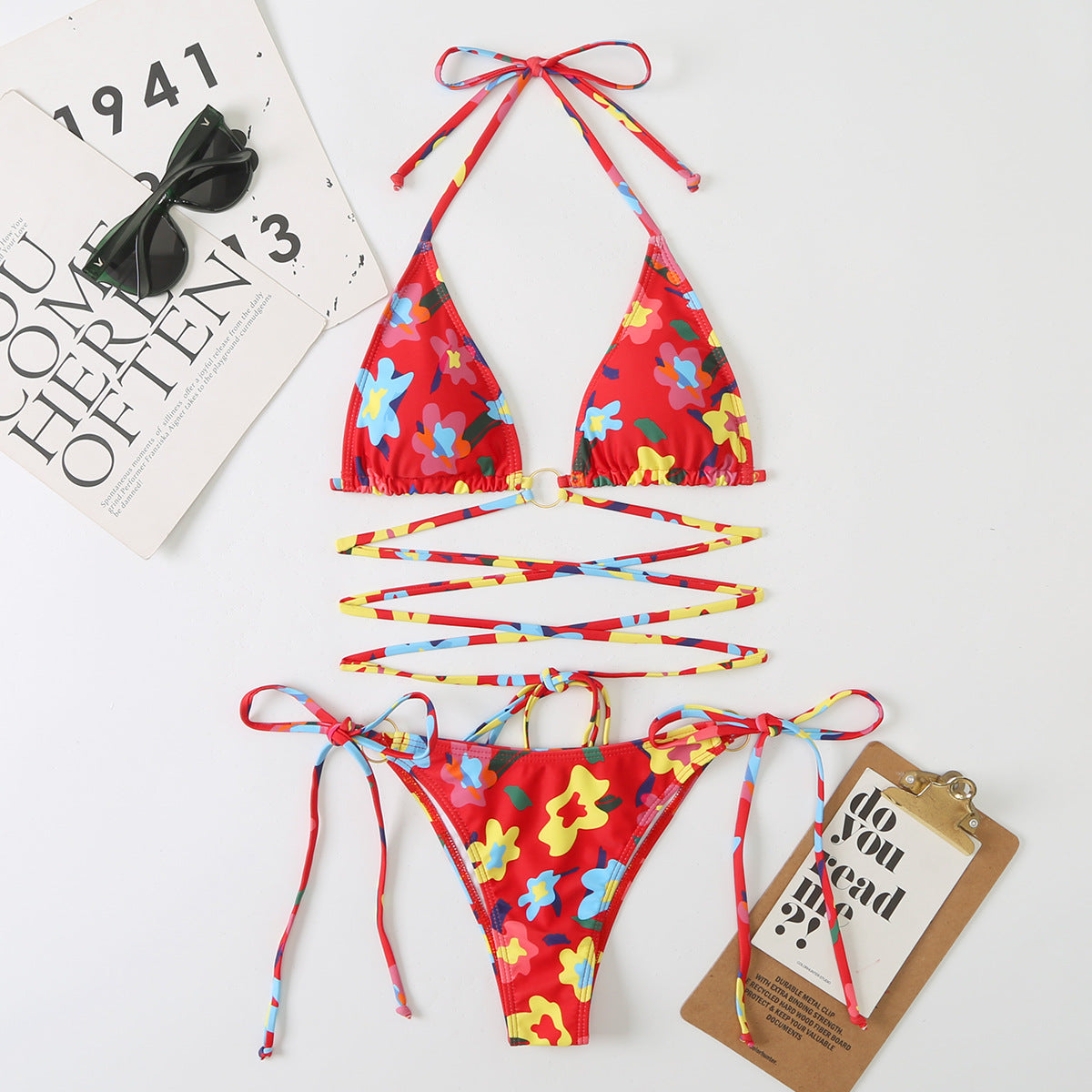 New Swimwear Women's Backless Strap Split Triangle